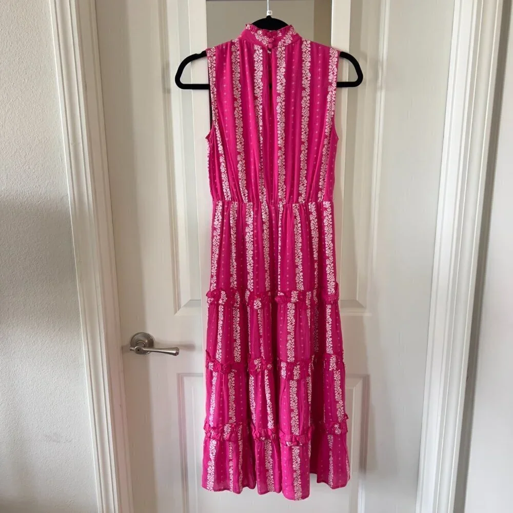 Valencia & Vine Mia Mock Neck Midi Floral Dress Tiered cotton size XS womens - Picture 7 of 7